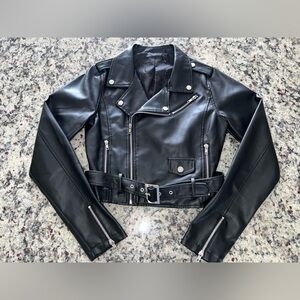 Black Faux Leather Jacket Sz. S
